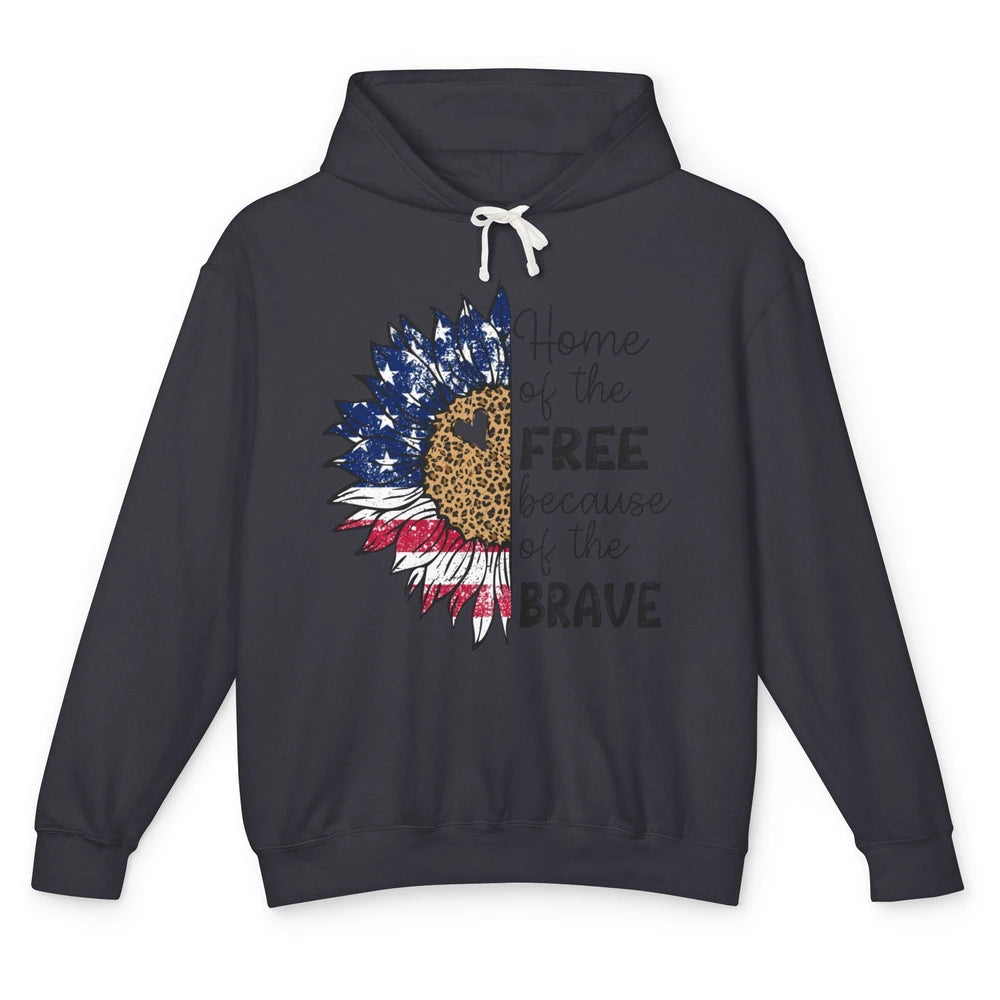 Sunflower 4th Of July Home Of The Free Because Of The Brave Unisex Lightweight Hoodie