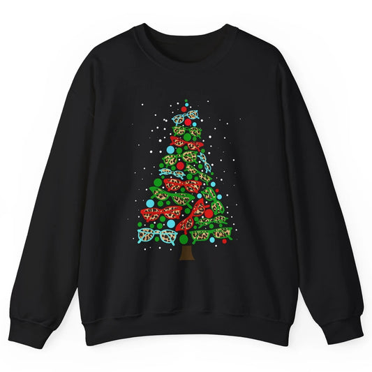 Funny Optometrist Sunglasses Christmas Tree Optician Leopard Unisex Crewneck Sweatshirt