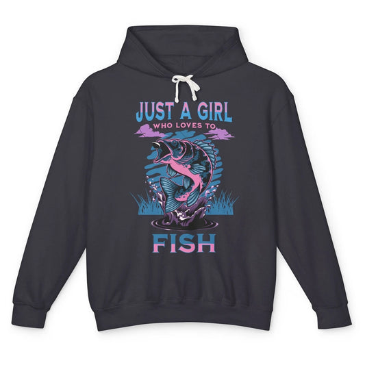 Fisherwoman Just A Girl Who Loves Fishing Reel Girls Fish Unisex Lightweight Hoodie