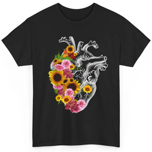 Floral Cardiology Anatomical Heart Doctor Medical Botany Classic Unisex T-Shirt