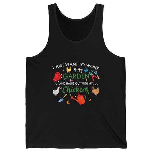 Work In My Garden And Hang Out With Chickens Hen Farming Unisex Jersey Tank