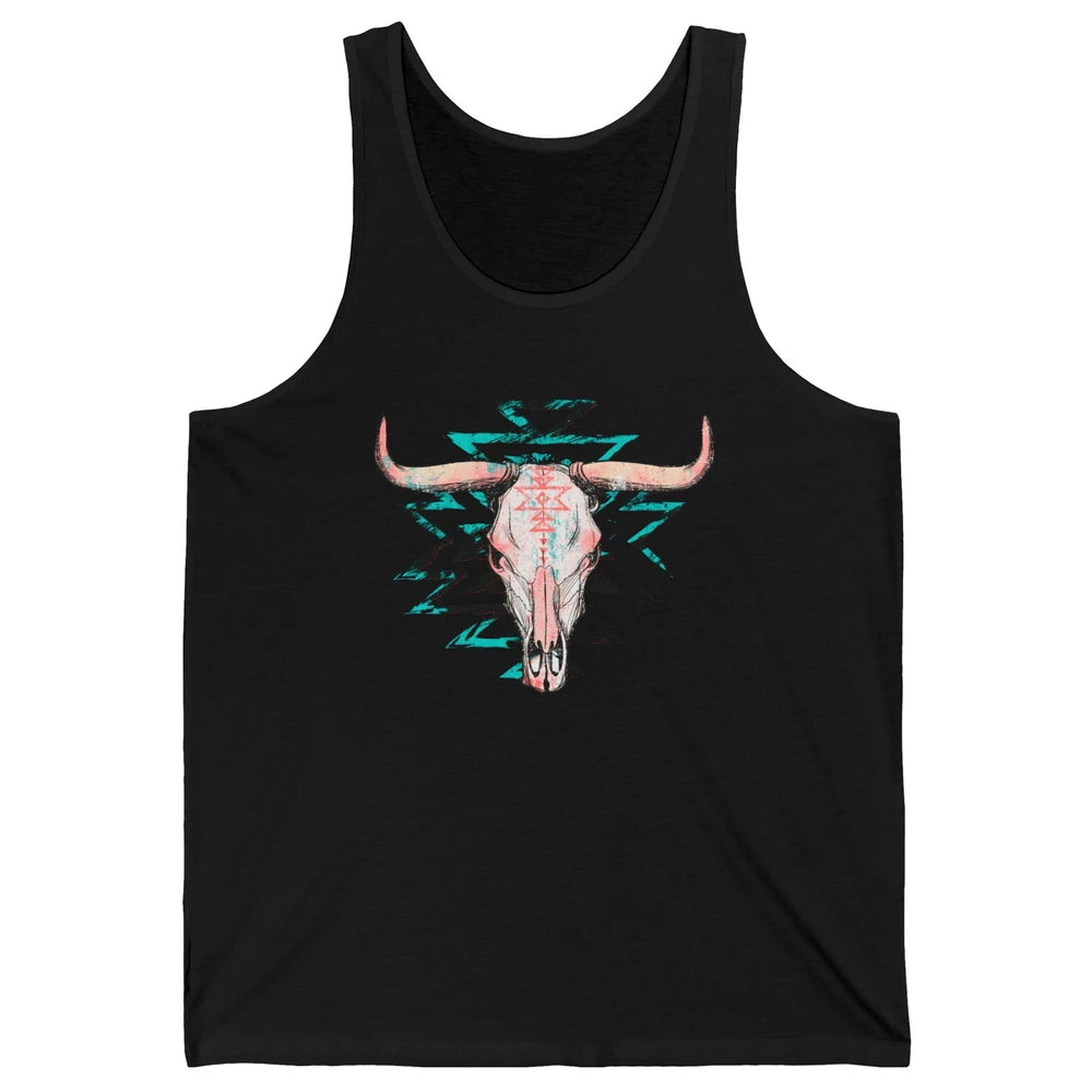 Boho Bull Skull Aztec Rodeo Desert Spirit Western Country Unisex Jersey Tank