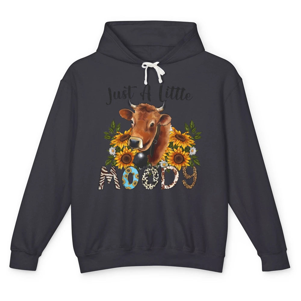 Sunflower Cow Just A Little Moody Leopard Western Country Unisex Lightweight Hoodie