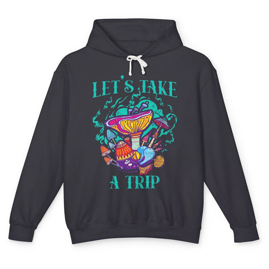 Groovy Mushroom Retro 70s Let Take A Trip Hippie Cottagecore Unisex Lightweight Hoodie