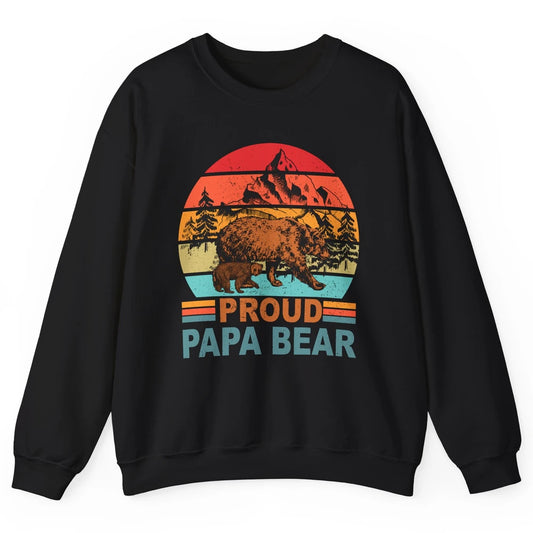 Vintage Mountain Proud Papa Bear Baby Bear Fathers Day Unisex Crewneck Sweatshirt