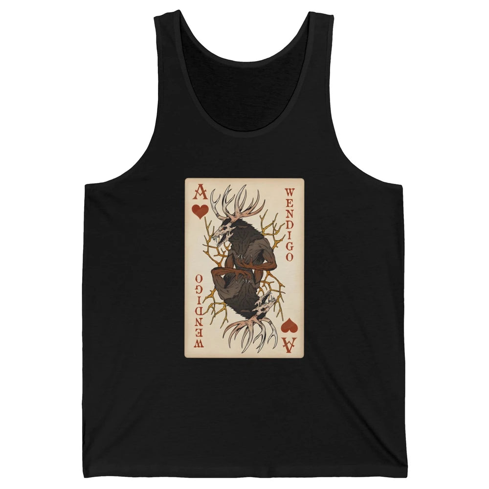 Scary Wendigo Original Cryptid Playing Card Tarot Reader Vintage Halloween Goth Unisex Jersey Tank