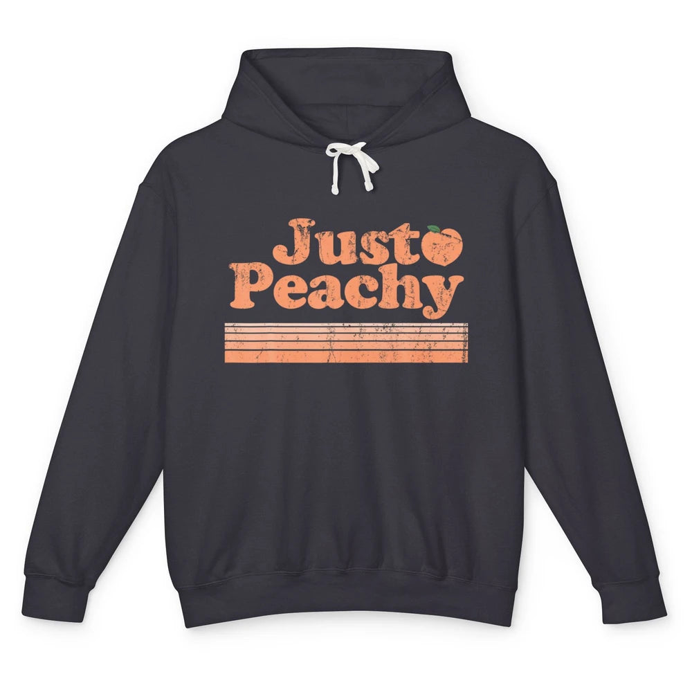 Just Peachy Retro 70s Georgia Peaches Summer Fruit Vegan Unisex Lightweight Hoodie