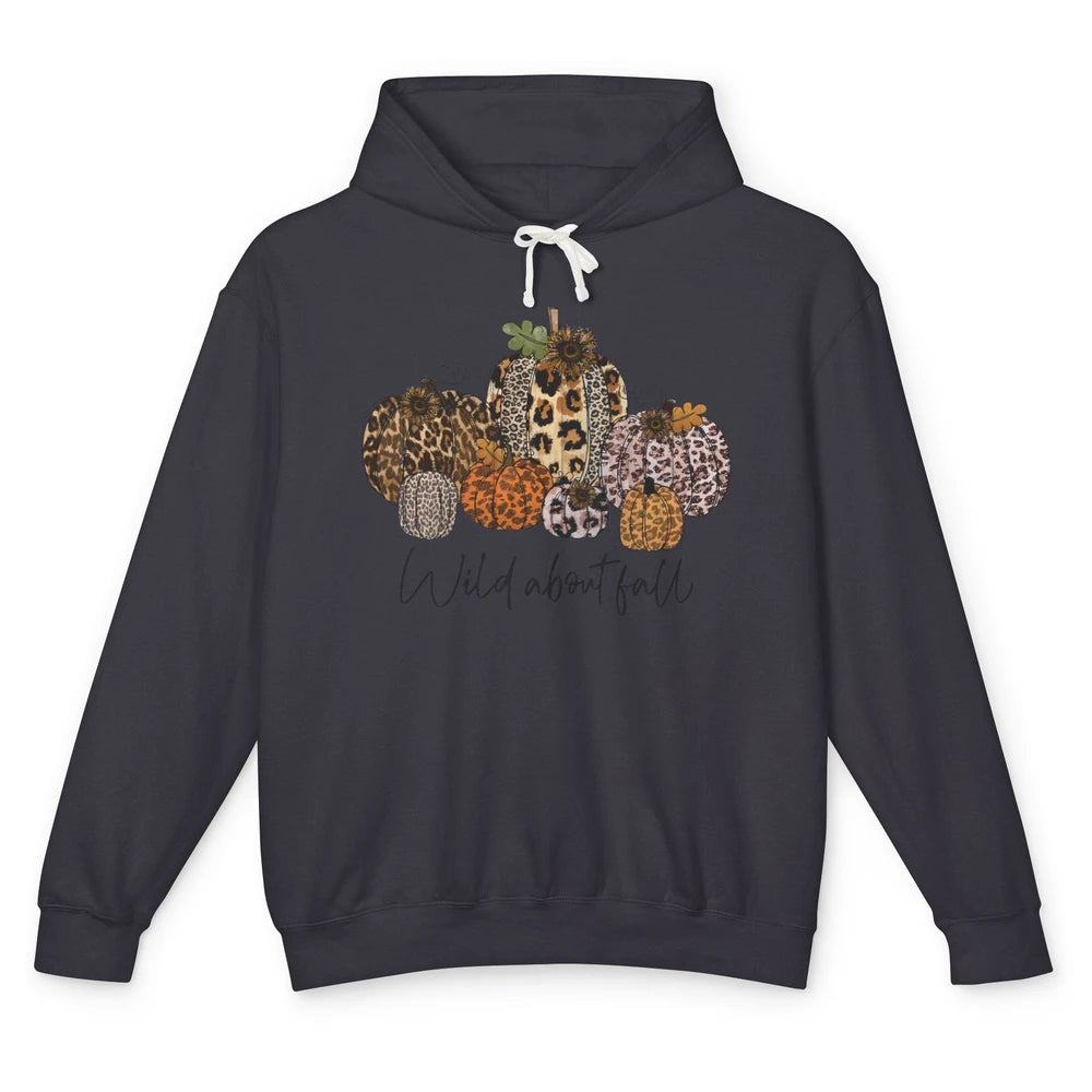 Leopard Pumpkin Patch Wild About Fall Thanksgiving Halloween Unisex Lightweight Hoodie