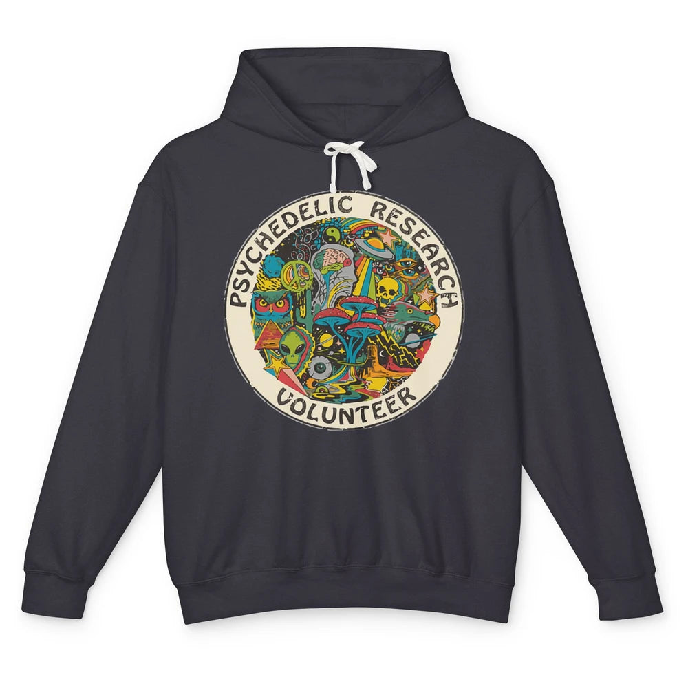 Retro Design Research Volunteer Psychedelic Mushroom Vintage Unisex Lightweight Hoodie