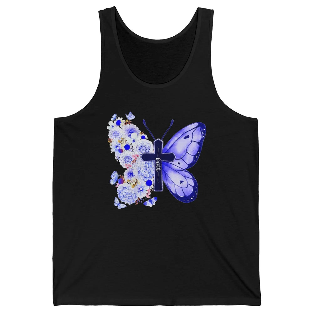 Butterfly Cross Faith Floral God Jesus Christian Bible Women Unisex Jersey Tank