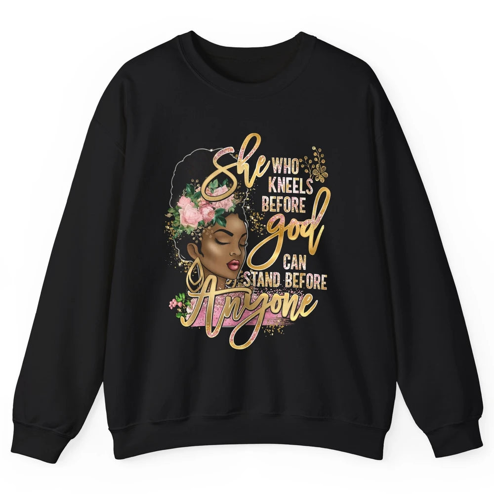 Black Girl She Who Kneels Before God Christian Afro Women Unisex Crewneck Sweatshirt