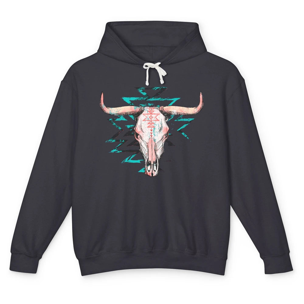 Boho Bull Skull Aztec Rodeo Desert Spirit Western Country Unisex Lightweight Hoodie