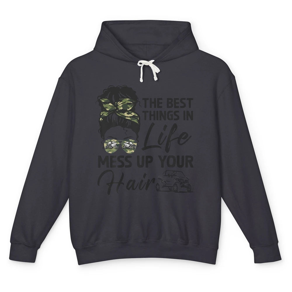 Messy Bun Mess Up Hair Girl Ride Dirty UTV SXS Rider Offroad Unisex Lightweight Hoodie