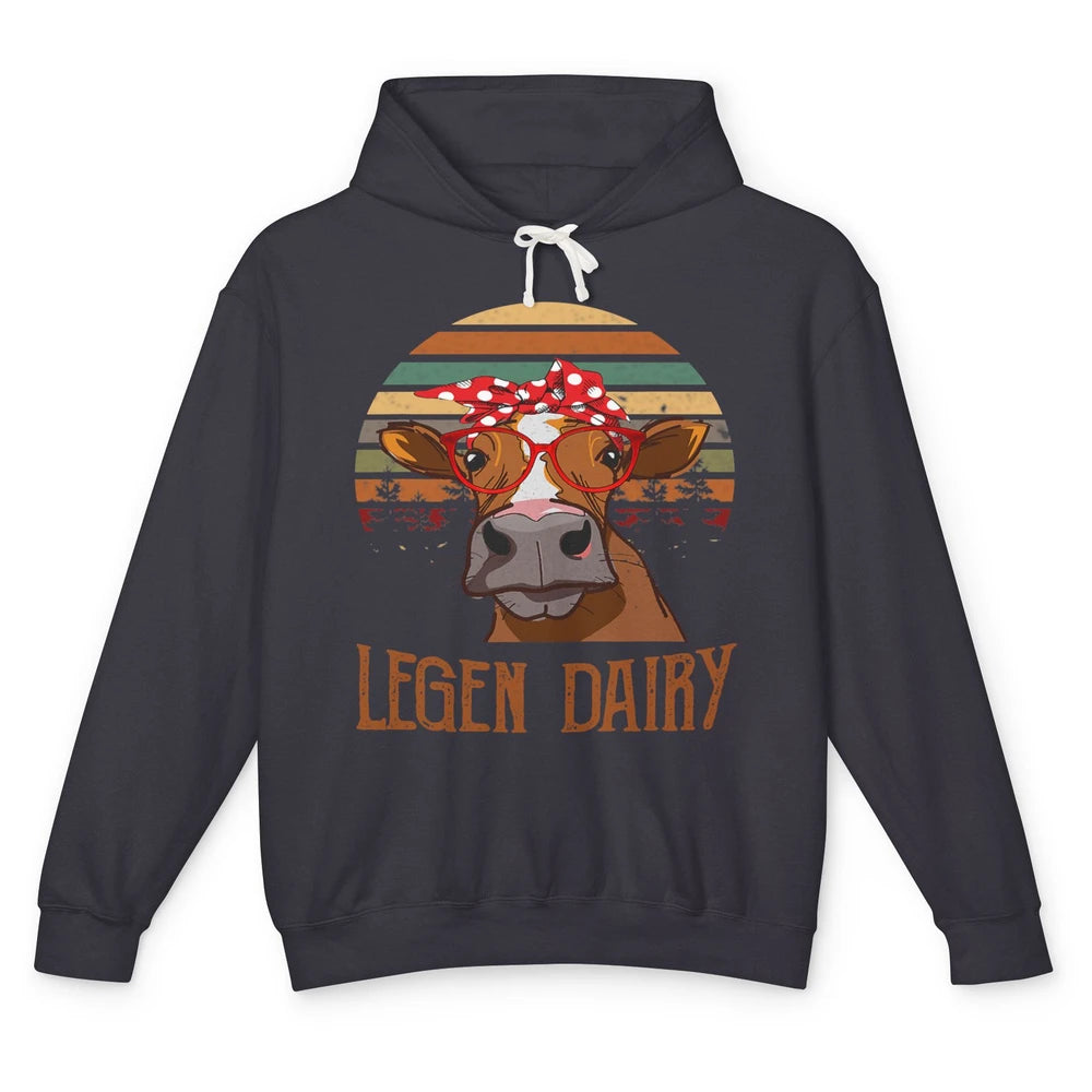 Retro Funny Highland Cow Legend Dairy Heifer Farm Animal Unisex Lightweight Hoodie