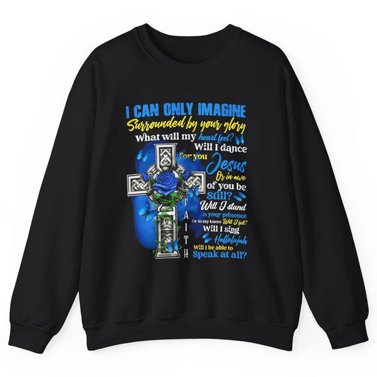 Butterfly Jesus Cross I Can Imagine Christian Religious Unisex Crewneck Sweatshirt