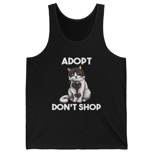 Adopt Dont Shop Black White Cat Rescue Animal Pet Rescuer Unisex Jersey Tank