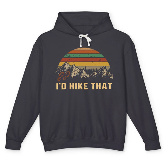 Vintage Mountain Hiking Boots I'd Hike That Adventure Hikers Unisex Lightweight Hoodie