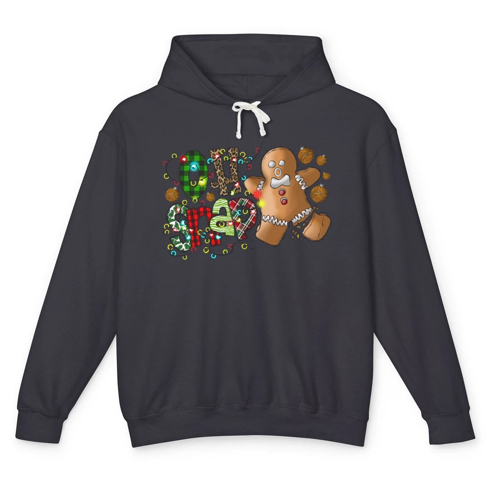 Funny Gingerbread Broken Oh Snap Western Christmas Leopard Unisex Lightweight Hoodie