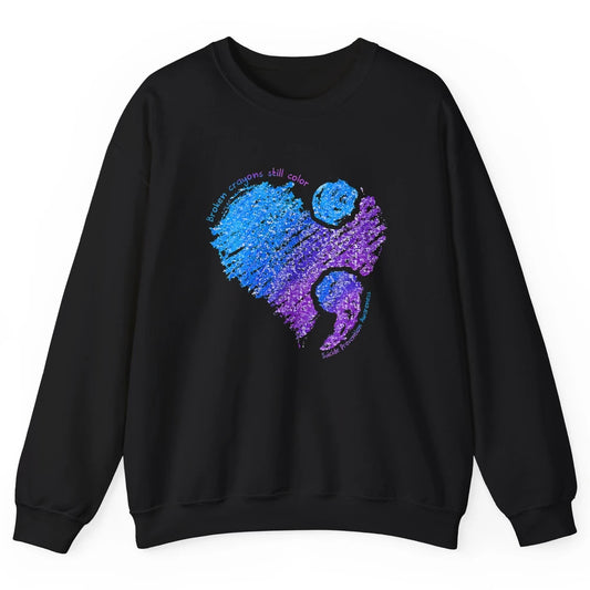 Semicolon Turquoise Blue Ribbon Heart Suicide Prevention Unisex Crewneck Sweatshirt