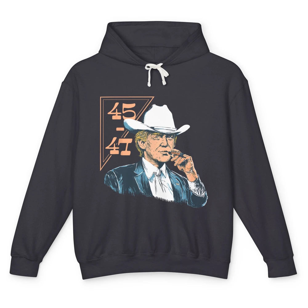 Donald Trump 2024 45 47 Vintage Cowboy Rodeo Western Country Trump Political Unisex Lightweight Hoodie