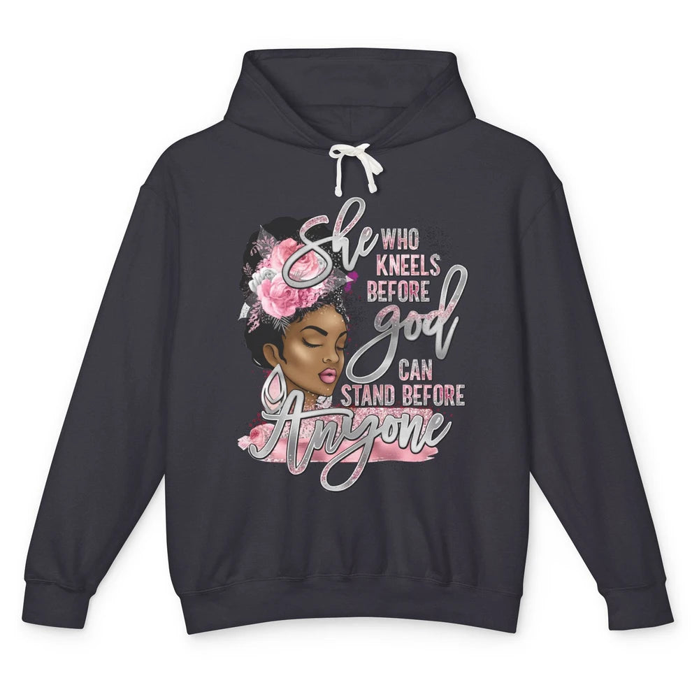 Black Girl She Who Kneels Before God Christian Afro Women Unisex Lightweight Hoodie