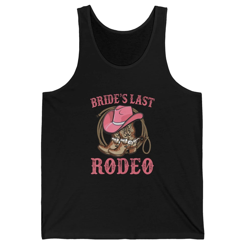 Bride's Last Rodeo Cowgirl Hat Bachelorette Party Wedding Unisex Jersey Tank