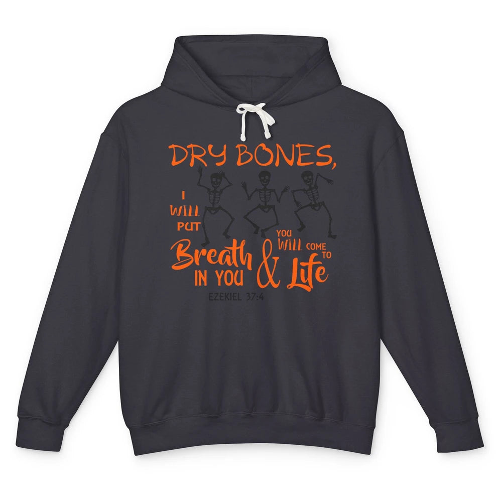 Dancing Skeleton Dry Bones Come Alive Halloween Christian Unisex Lightweight Hoodie