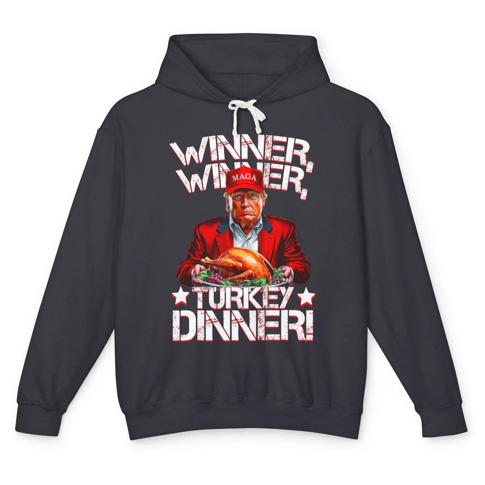 Funny Trump Winner Turkey Dinner Thanksgiving Donald Trump President Republican Political Humor Unisex Lightweight Hoodie