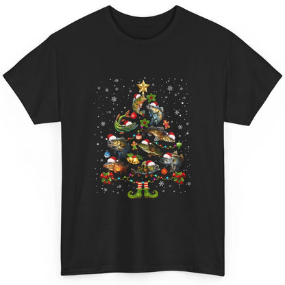 Merry Christmas Fishmas Fishing Tree Fisherman Xmas Lights Classic Unisex T-Shirt