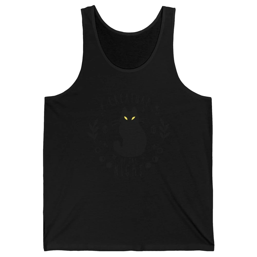 Black Cat Witch Creature Of The Night Halloween Cat Costume Unisex Jersey Tank