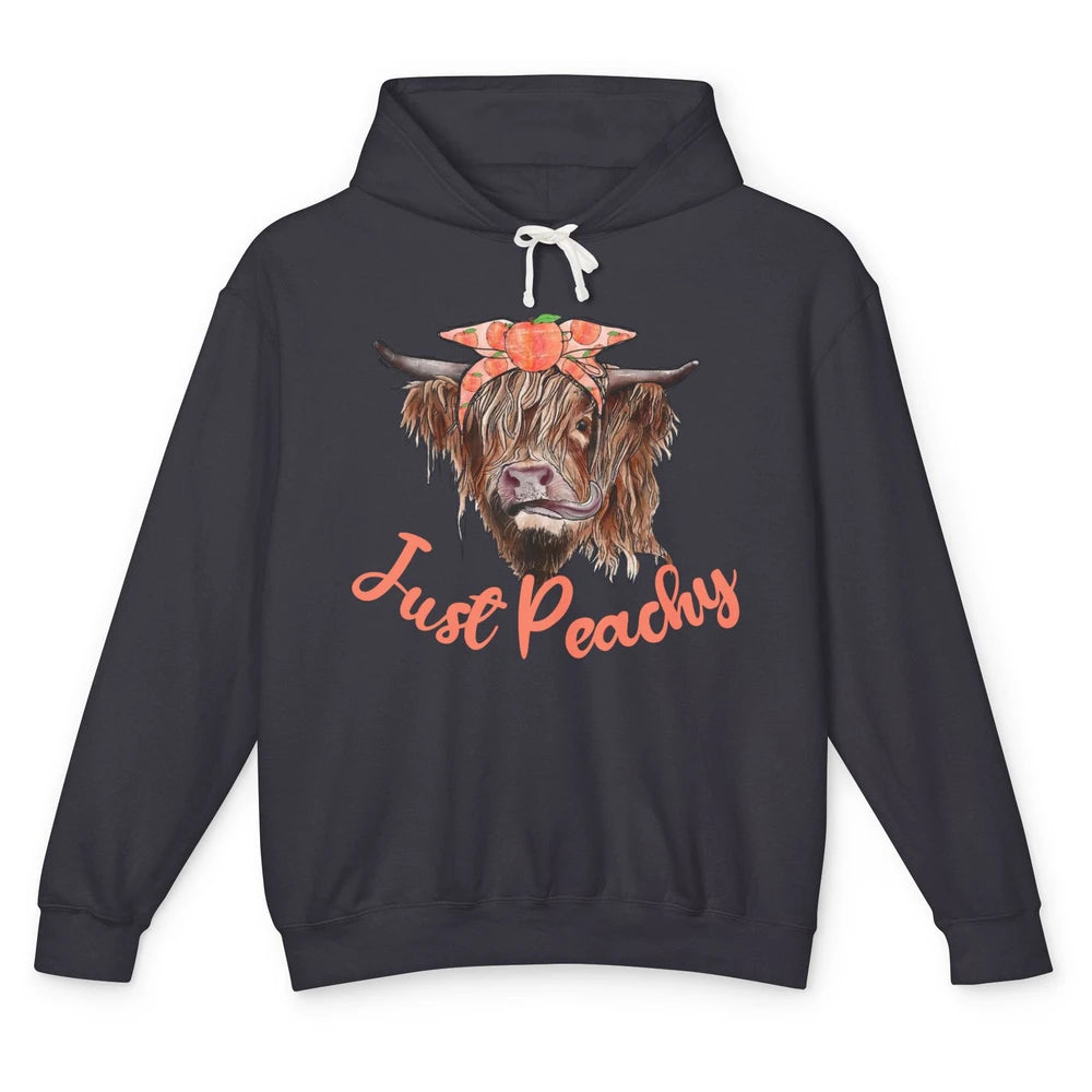 Highland Cow Bandana Just Peachy Western Country Peach Lover Unisex Lightweight Hoodie