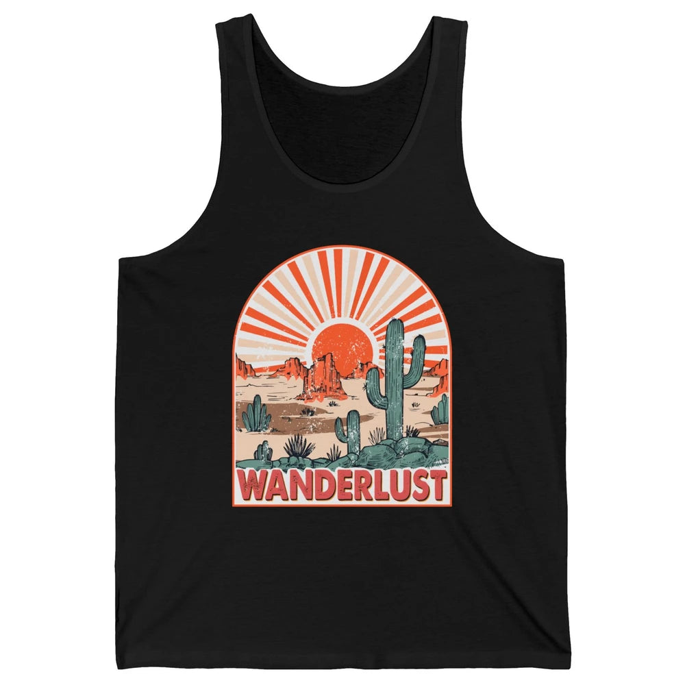 Vintage Desert Sunset Wanderlust Get Lost In Nature Outdoor Unisex Jersey Tank