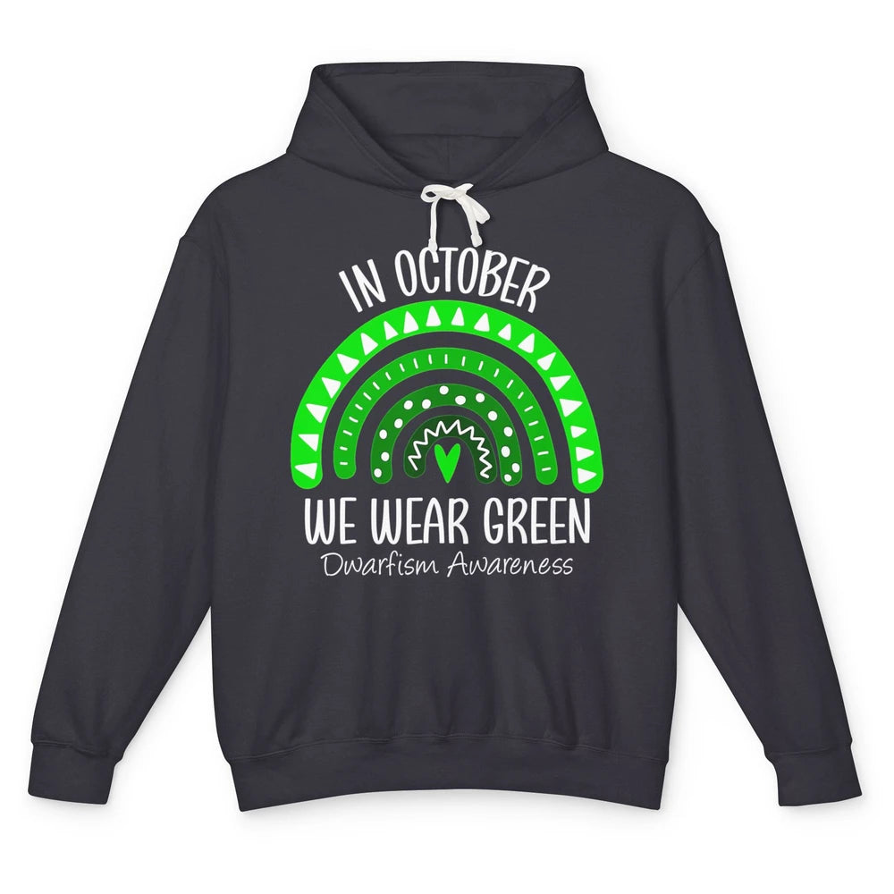 Dwarfism Awareness Month In October Wear Green Heart Rainbow Unisex Lightweight Hoodie