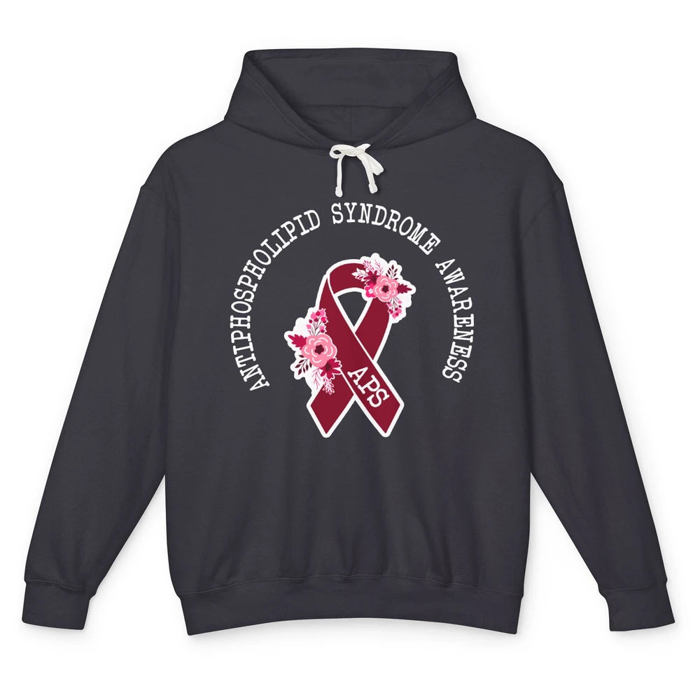 Antiphospholipid Syndrome Awareness APS Burgundy Ribbon Unisex Lightweight Hoodie