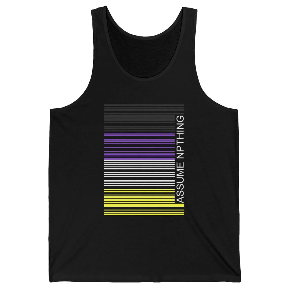 Assume Nothing Barcode Non Binary Genderqueer Pride Month Unisex Jersey Tank