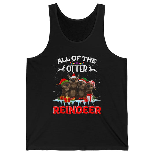 Merry Christmas All Of Otter Reindeer Funny Xmas Santa Hat Unisex Jersey Tank