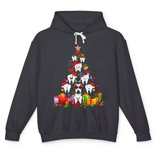 Funny Dentist Cute Teeth Christmas Tree Dental Christmas Unisex Lightweight Hoodie