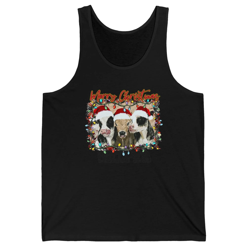 Funny Cow Merry Christmas Hanging With My Heifer Farmer Gift Unisex Jersey Tank