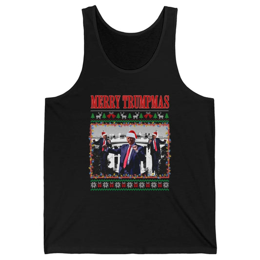 Funny Merry Trumpmas Christmas Donald Trump Santa Family Xmas President Republican Political Ugly Unisex Jersey Tank