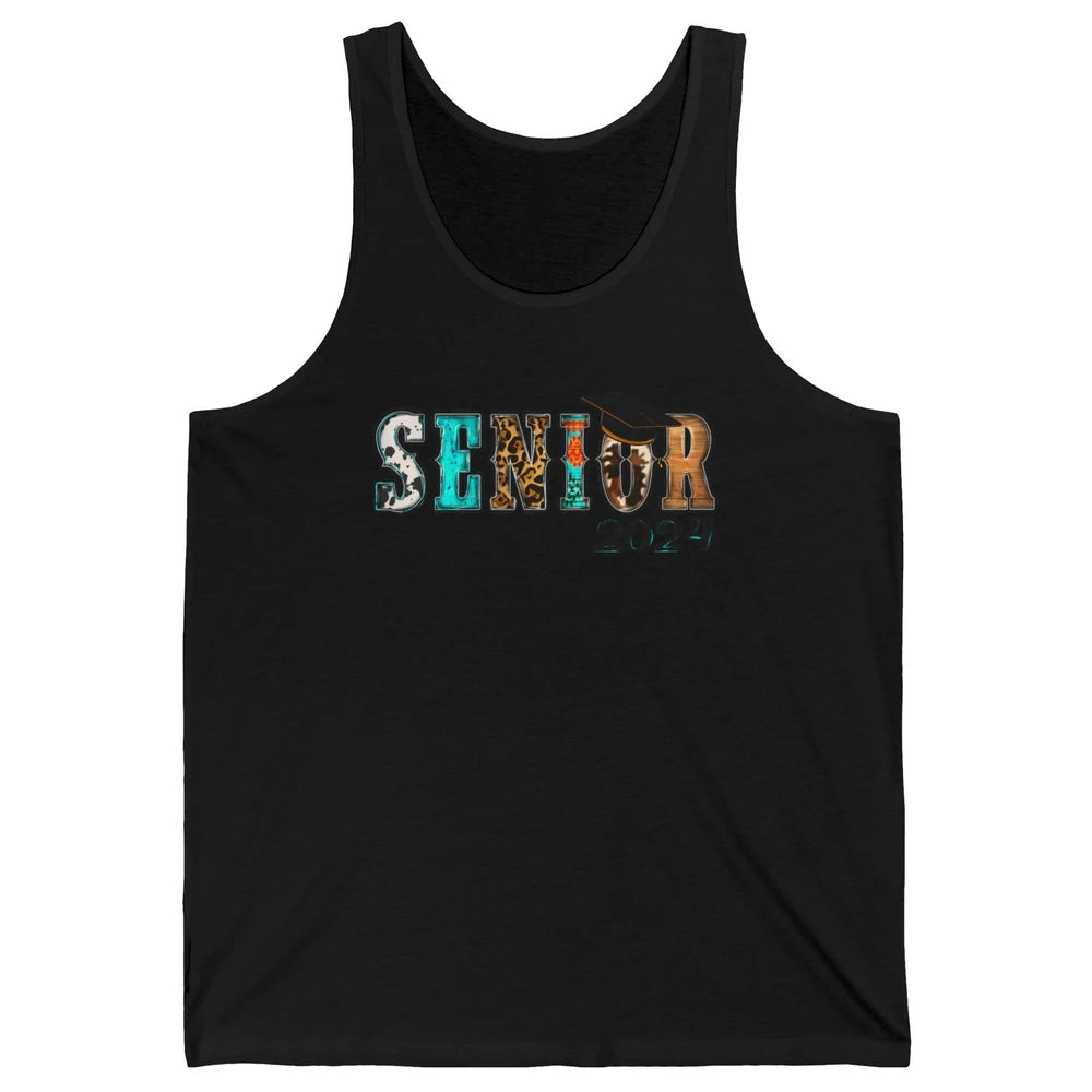 Sunflower Leopard Senior 2024 Graduate Bachelor Western Grad Unisex Jersey Tank