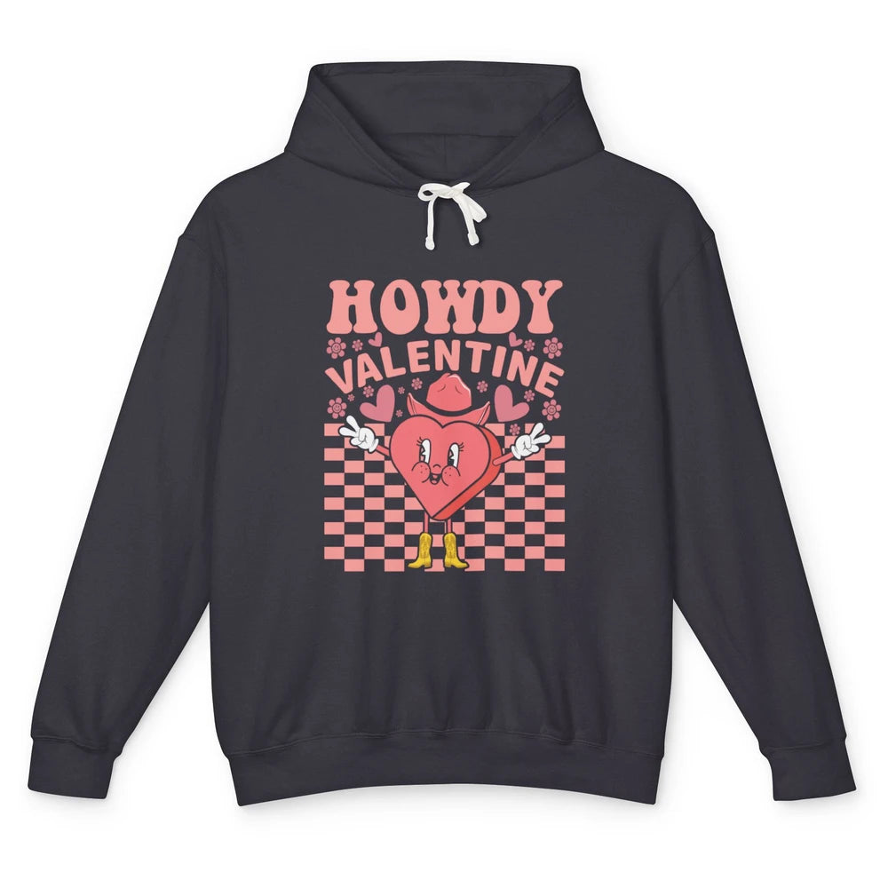 Happy Valentines Day Heart Cowboy Groovy Howdy Valentine Unisex Lightweight Hoodie