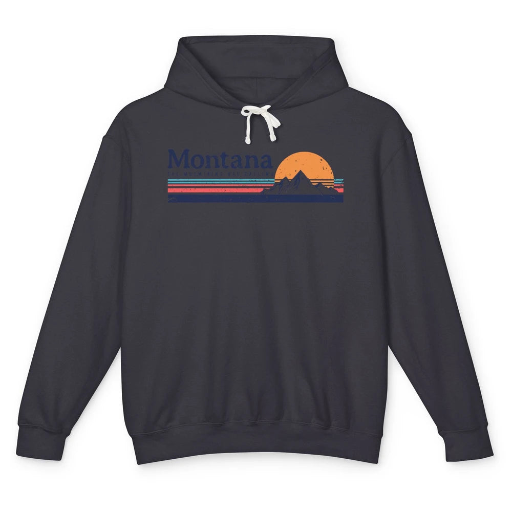 Vintage Montana Mountains Are Calling Camping Hiking Outdoor Unisex Lightweight Hoodie