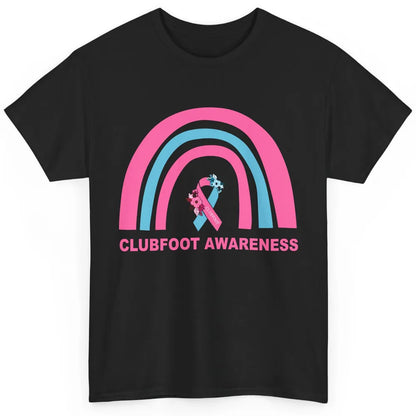 Clubfoot Awareness Support Pink Blue Ribbon Rainbow Classic Unisex T-Shirt