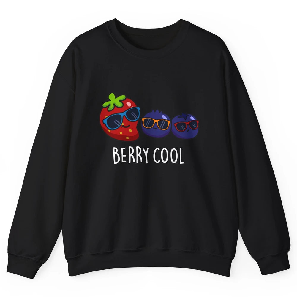 Berry Cool Funny Strawberry Pun Best Friend Summer Retro Unisex Crewneck Sweatshirt