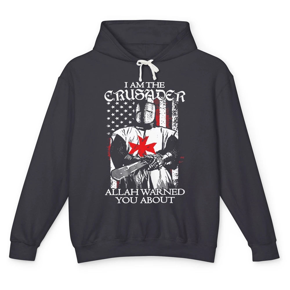 US Flag Knight Templar I'm Crusader Allah Warned You About Unisex Lightweight Hoodie