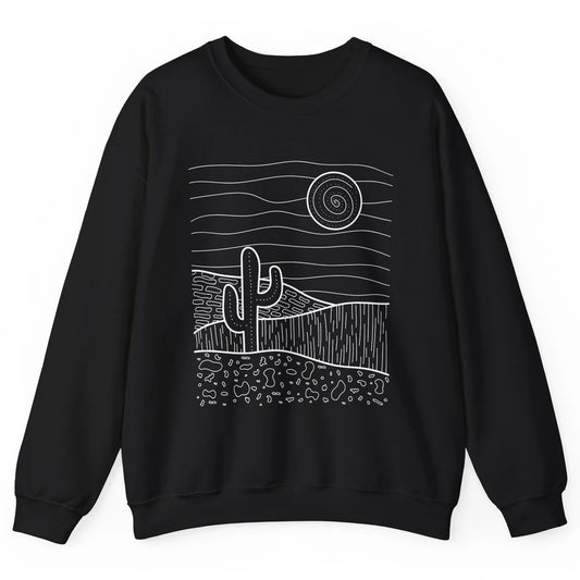 Abstract Desert Cactus Sunset Western Country Minimalist Unisex Crewneck Sweatshirt