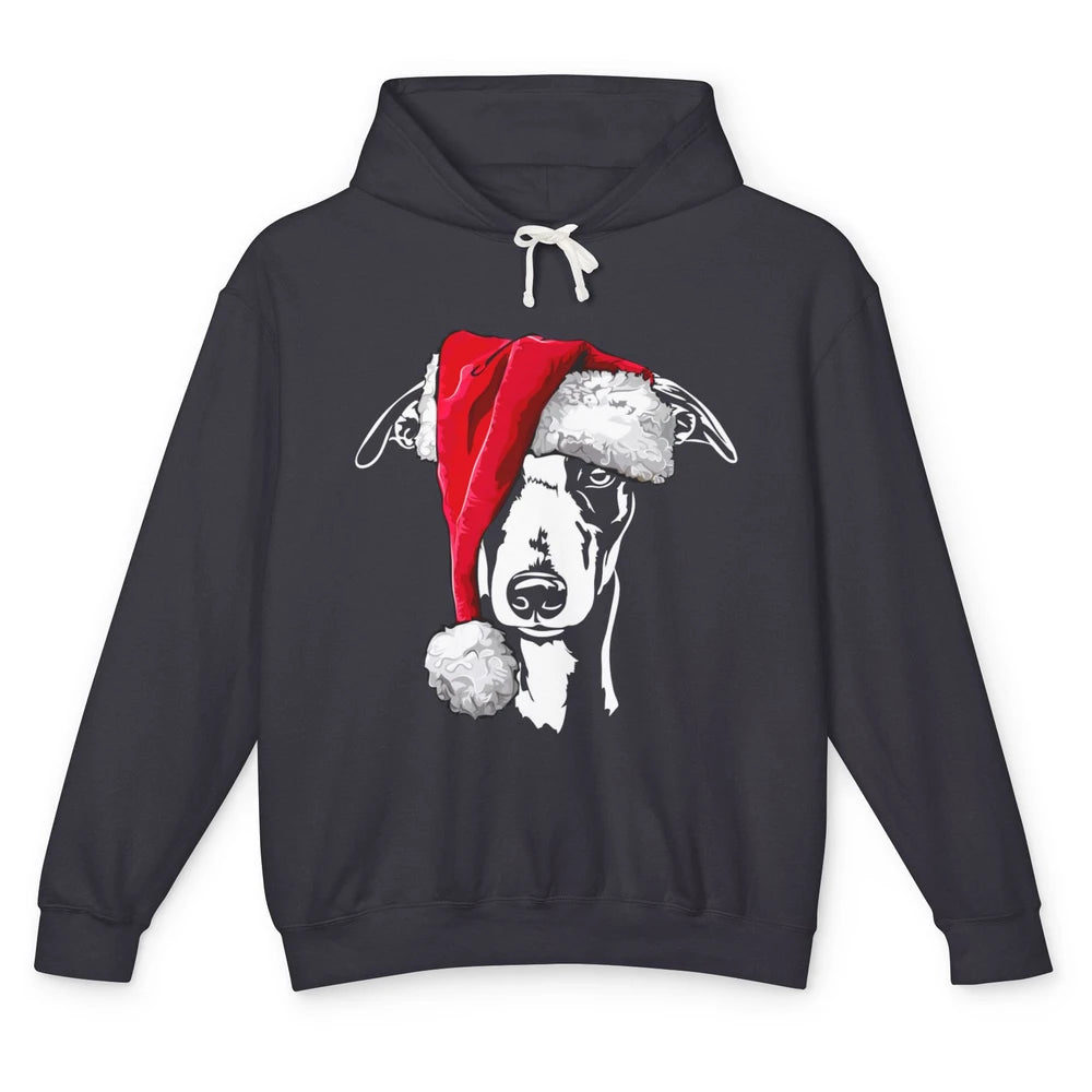 Merry Christmas Funny Whippet Santa Claus Hat Xmas Dog Retro Unisex Lightweight Hoodie