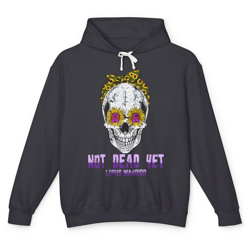 Not Dead Yet Skull Lupus Awareness Funny Sunflower Skeleton Unisex Lightweight Hoodie