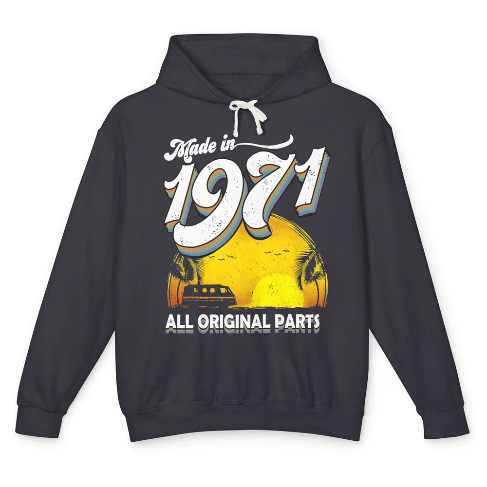 Vintage Born in 1971 All Original Parts 50th Birthday Gift Unisex Lightweight Hoodie