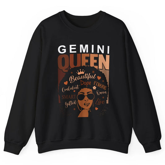 Afro Girl Melanin Gemini Queen Born in June Black Queen Gift Unisex Crewneck Sweatshirt